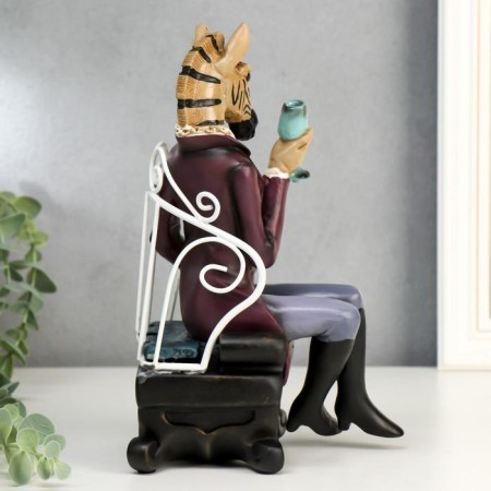 Polystone souvenir "Zebra with a glass in an armchair" 25x12x15 cm-1