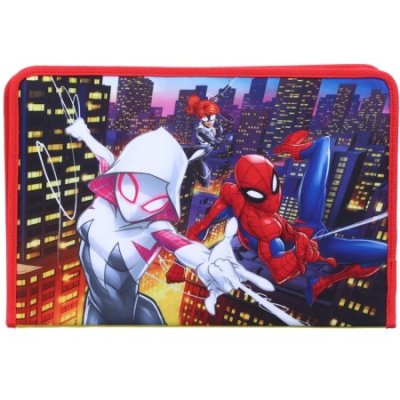 A4 labor folder with a pencil case, on a zipper, textiles, spider-man-4