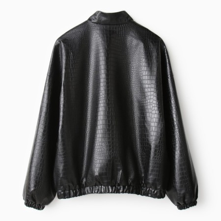 Bombber (jacket) Women's minku: Eco leather Black color, river 48-4