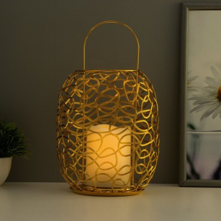 Nightlight "lantern" LED from batteries 2HAAA gold 16x16x20 cm Risalux-1