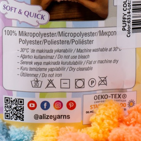 Yarn "Puffy Color" 100 % micropoliester 9m/100g (6314)-3