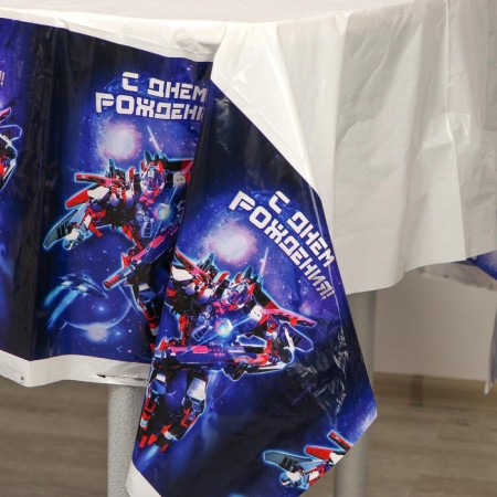 The single tablecloth "Happy Birthday", robot, 180 x 137 cm-2
