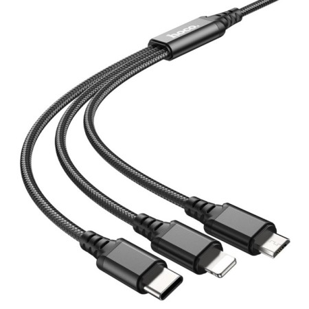 Cable Hoco BX76, 3 V 1, MicroUSB/Lightning/Type -C - USB, 2 A, fabric braid, 1 m, black-2