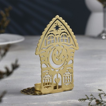 Click "House with Cup" metal per candle, 6.7x10x13.5 cm, golden-2