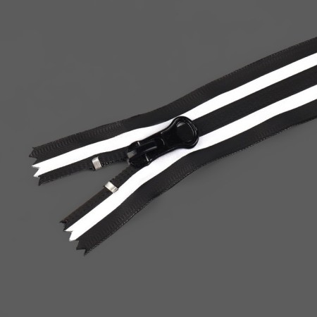 Lightning "Spiral", No. 5, insoluble, waterproof, with a reflective ribbon, castle machine, 18 cm, black/gray color-1