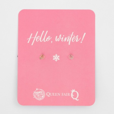 Earrings "New Year" two snowflakes, the color of the white blue in silver-2