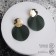 Earrings Metal "lady" waves, green color in gold