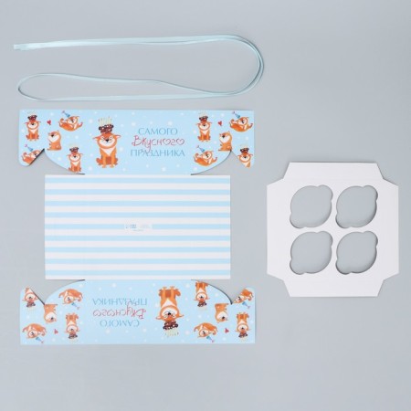 Capcake box, confectionery packaging, 4 cells, "tasty", 16 x 16 x 10 cm-4