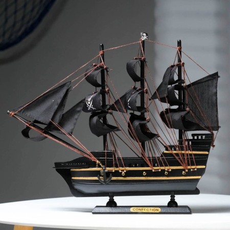 Pirate Ship "Merry Roger" Board with a yellow strip, 40*8.5*36cm-7