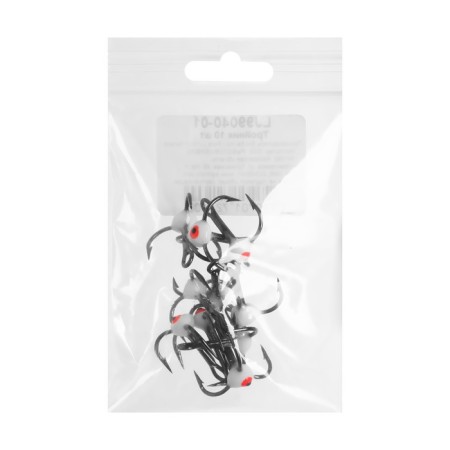Triple hooks for Lucky John lure with colored drops, color 01, No. 04, 10 pcs.