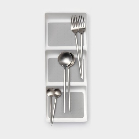 Griten cutlery tray, with silicone insert, 3 sections, 39 × 15 × 5 cm, white color-3