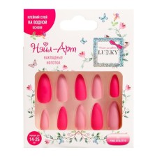LUKKY NELL-Art set No. 3 Pink Stiletto: 10 glue-based overhead nails, from 14 to 25 years old