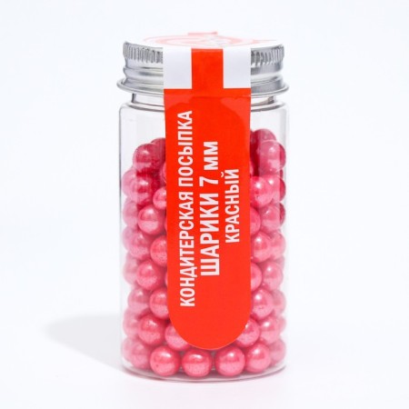 Confectionery sprinkling balls 7 mm, red, 50 g-1