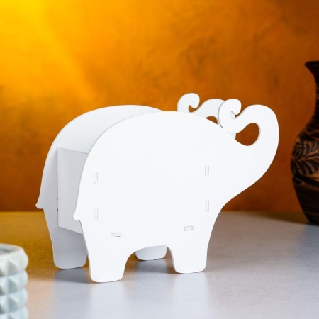 Kashpo wooden "Elephant" Small, 19x7x14 cm, oak, white-1