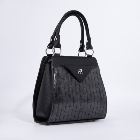 Bag-tout El Masta with a zipper, 2 outer pockets, a long belt, color graphite-3