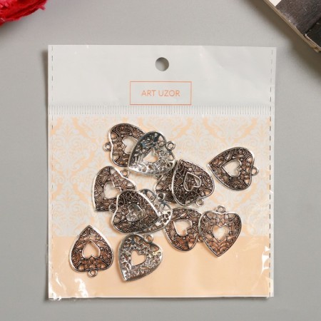 Decor for creativity Metal "Openland Heart" silver 2.3x2 cm-3