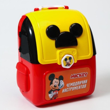 A set of builder with tools of the game "Suitcase" a backpack with instruments, Mickey Mouse-3
