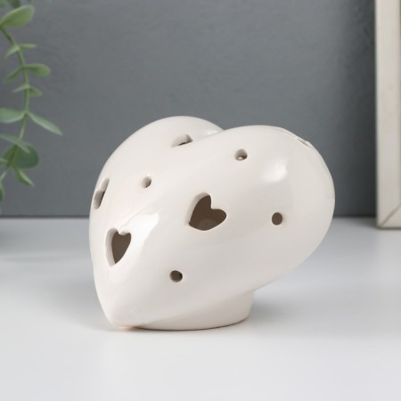 Souvenir Ceramics Light "Heart" White 12.3x9x8.6 cm-2