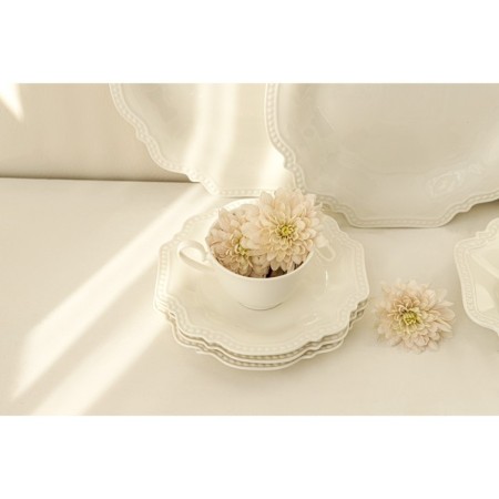Porcelain saucer Magistro "suite", d = 15.6 cm, white color-7