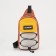 Male sling bag from textiles, orange/beige color