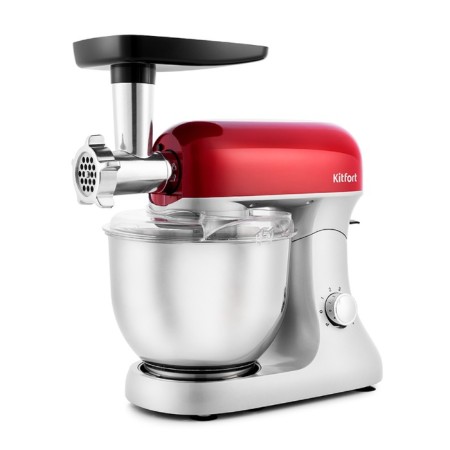 Mixer KitFort KT-1367, Planetarny, 1200 W, 6 l, 6 speeds, red-silver
