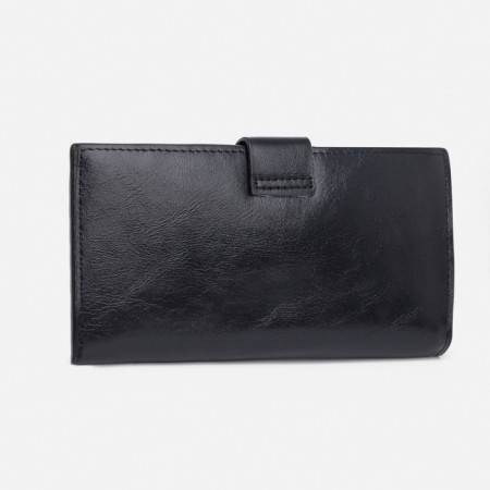 Male purse for magnet, department for bills, for maps, for coins, black color-1