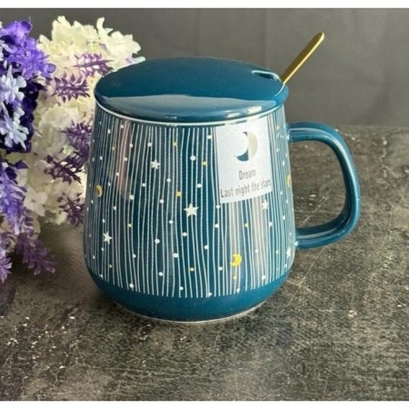 Lenardi mug, with a lid and spoon, porcelain, 420 ml