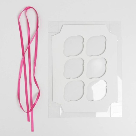 Capcake box, confectionery packaging with PVC lid, 6 cells "Tulips", March 8, 23 x 16 x 10 cm-4