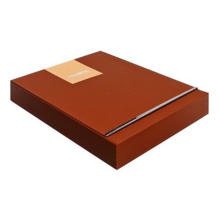 Organizer on the rings of A6+, 80 sheets, leatherette, with a stream, a line, with a handle, in a gift box, brown-11