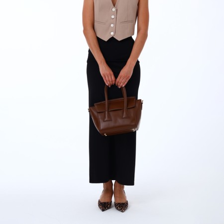 Women's bag with lightning, brown color-10