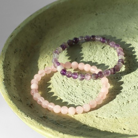 Set of bracelets 2 pcs. Shar No. 6 “Quartz Pink and Amethyst”