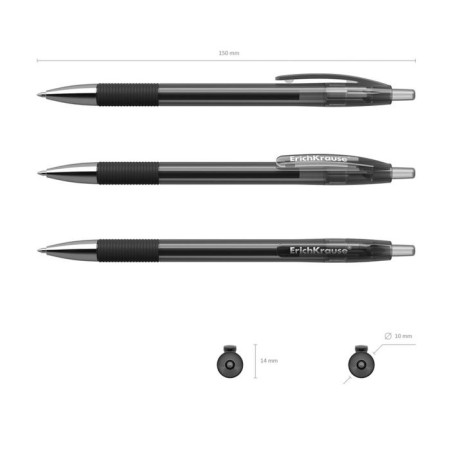 Automatic gel handle Erichkrause R-301 Original Gel Matic & Grip, rubber holder. node 0.5 mm, black ink, blister, mix-2