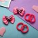 Sofia hair set (4 elastic bands, 2 clamps) Bow's bow, pink