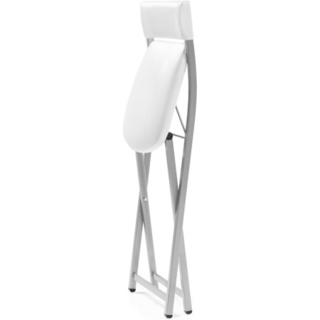 Stool on a metal frame Elevis metal/eco -leather, gray/white 38.5x52.5x77.5 cm-7
