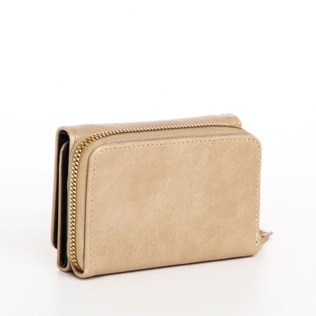 Women's wallet on the button, beige color-1