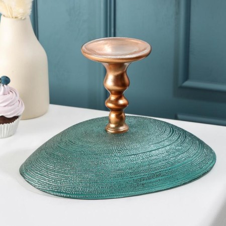 Serving dish for fruit infiration, d = 30 cm, on the leg, emerald color-2