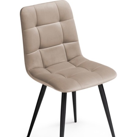 Stool on a metal frame chilli to metal/velor, black/beige 44x50x85 cm-4