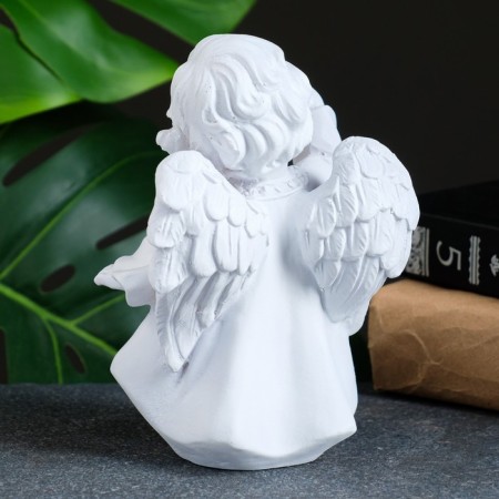 Figure "Angel with a flashlight" White 7x10x15cm-2