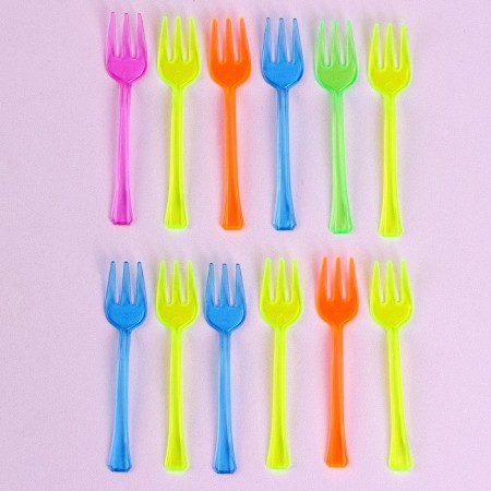 Plastic forks, in a set 12 pieces, color mix-2