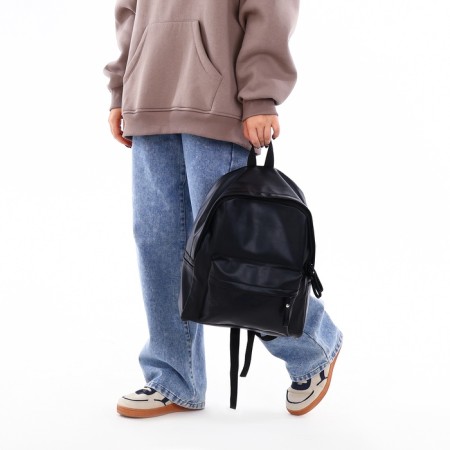 Youth backpack with a zipper, 4 pockets, black color-7