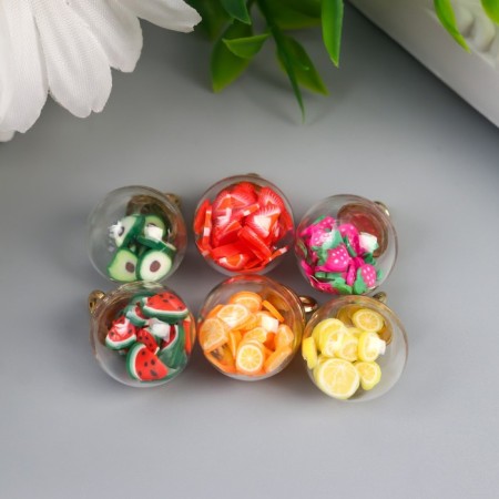 Decor for creativity glass, plastic "Fruit in the ball" MIX 2x1.8 cm