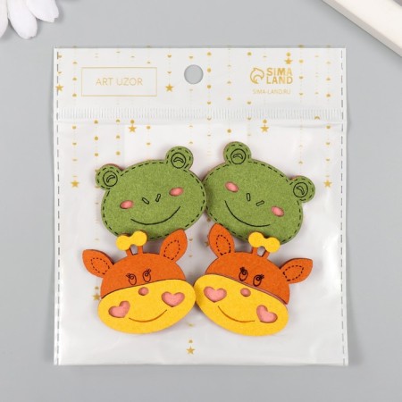 Decor for creativity claims. suede "Muzzles of animals" mix 4.5x3.6 cm-3