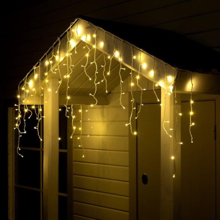 Garland "fringe" 3 × 0.6 m, IP44, UMS, white thread, 160 SMD-LED, glow warm white, 220 V