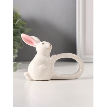 Souvenir Ceramics Holder d/napkin "White rabbit with pink ears" 5x10x7.5 cm