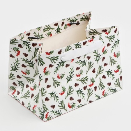 Gift package with a wide bottom "Bullfins", 20 x 14 x 13.2 cm, New Year-4