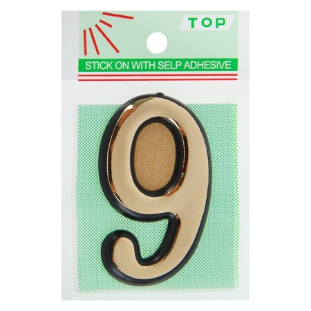 Door number "9", plastic, gold color-1