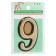 Door number "9", plastic, gold color