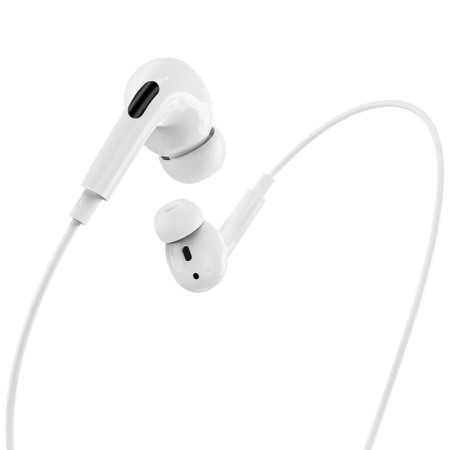 Hoco M1 Pro headphones, wired, vacuum, microphone, Lightning, 1.2 m, white-2