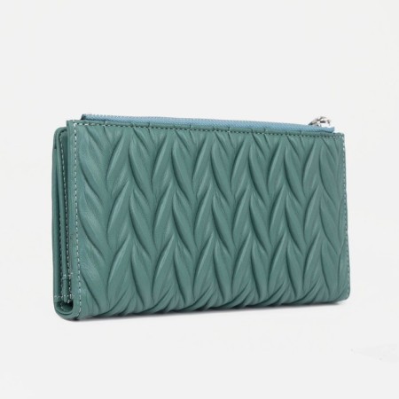 Women's wallet on the button, green color-1