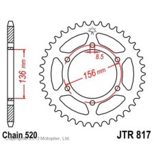 The rear star, driven JTR817 steel, chain 520, 46 teeth